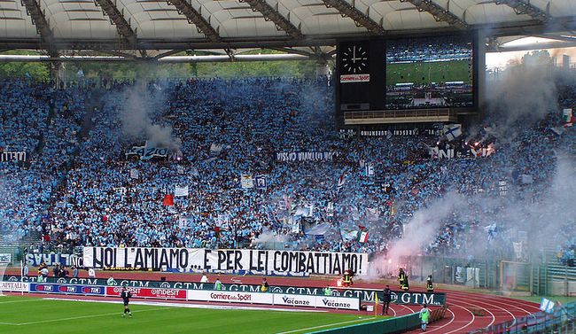 SS Lazio fan in the Stadio Olimpico of Rome
